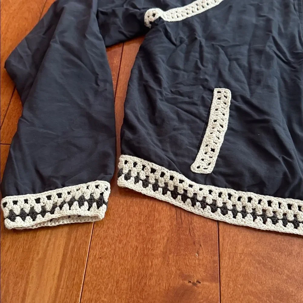 Free People Crochet Trim Baseball‎ Bomber Jacket Size M